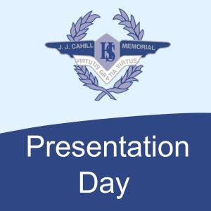 dark and light blue poster for presentation day